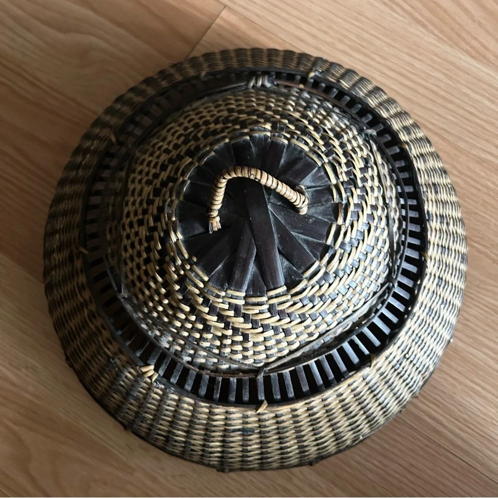 Traditional Vintage Asian Hand Woven Fishing Basket
